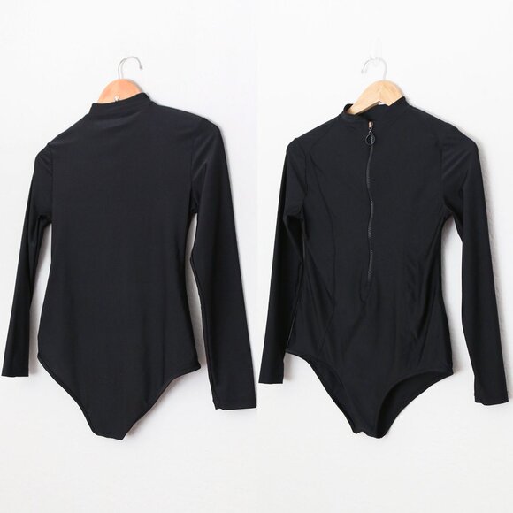 LYRA Swim Sofia One Piece Long Sleeve Black Swimsuit S Half Zip UPF 50+ Modest - Picture 4 of 14